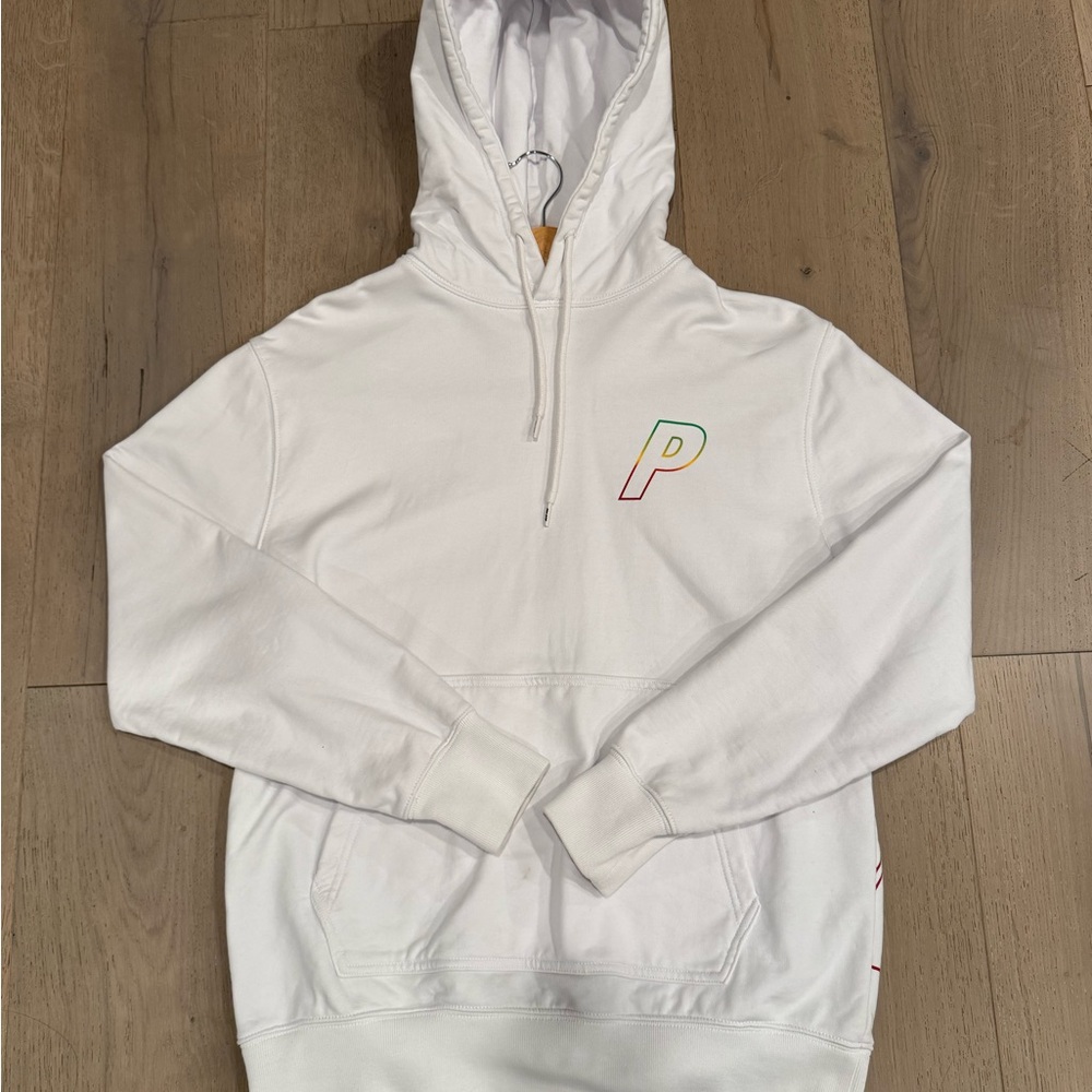 PALACE White Crewneck Hoodie with Rainbow 'P' Chest Logo